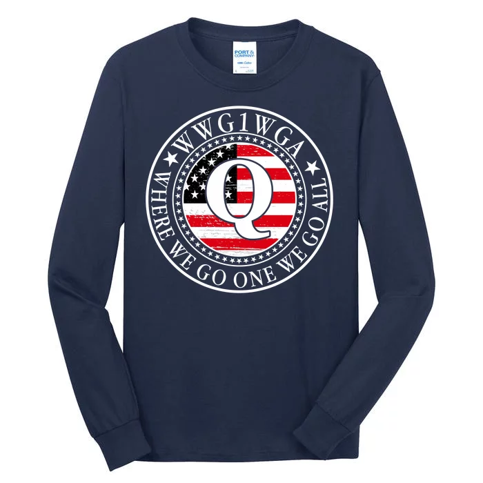 WWG1WGA Qanon Flag Emblem Tall Long Sleeve T-Shirt