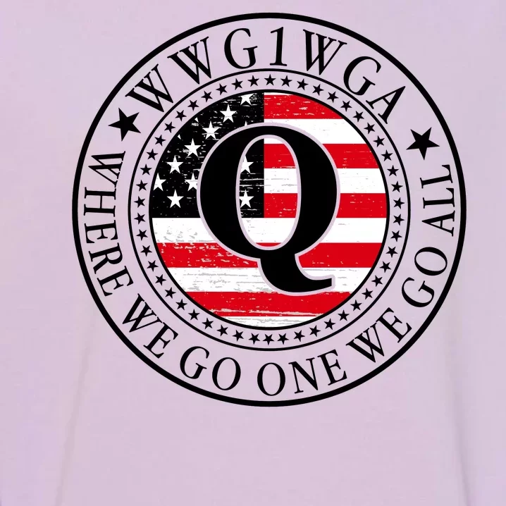 WWG1WGA Qanon Flag Emblem Garment-Dyed Sweatshirt