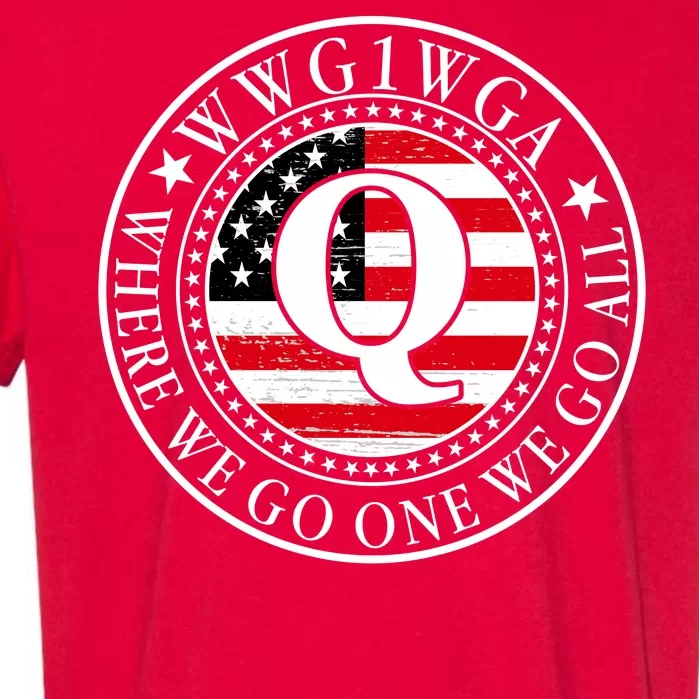 WWG1WGA Qanon Flag Emblem Garment-Dyed Heavyweight T-Shirt