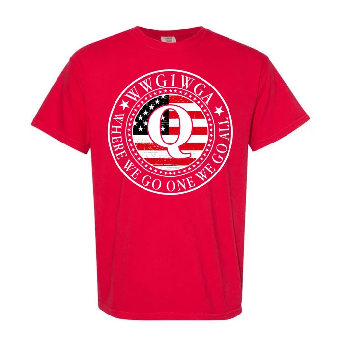 WWG1WGA Qanon Flag Emblem Garment-Dyed Heavyweight T-Shirt