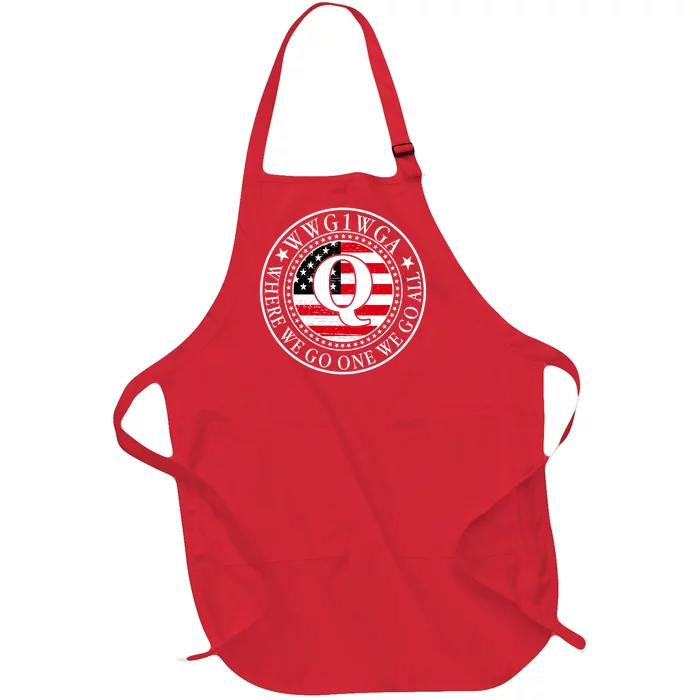 WWG1WGA Qanon Flag Emblem Full-Length Apron With Pocket