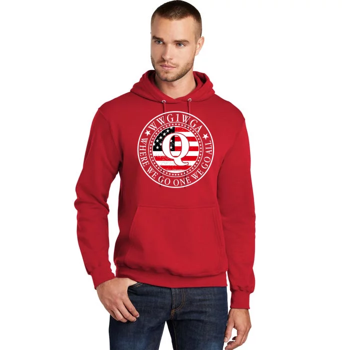 WWG1WGA Qanon Flag Emblem Tall Hoodie