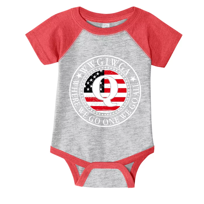 WWG1WGA Qanon Flag Emblem Infant Baby Jersey Bodysuit