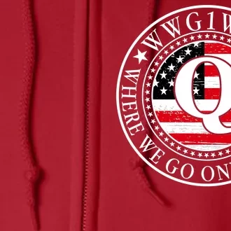 WWG1WGA Qanon Flag Emblem Full Zip Hoodie