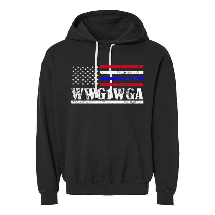 WWG1WGA Qanon Political Conspiracy Garment-Dyed Fleece Hoodie