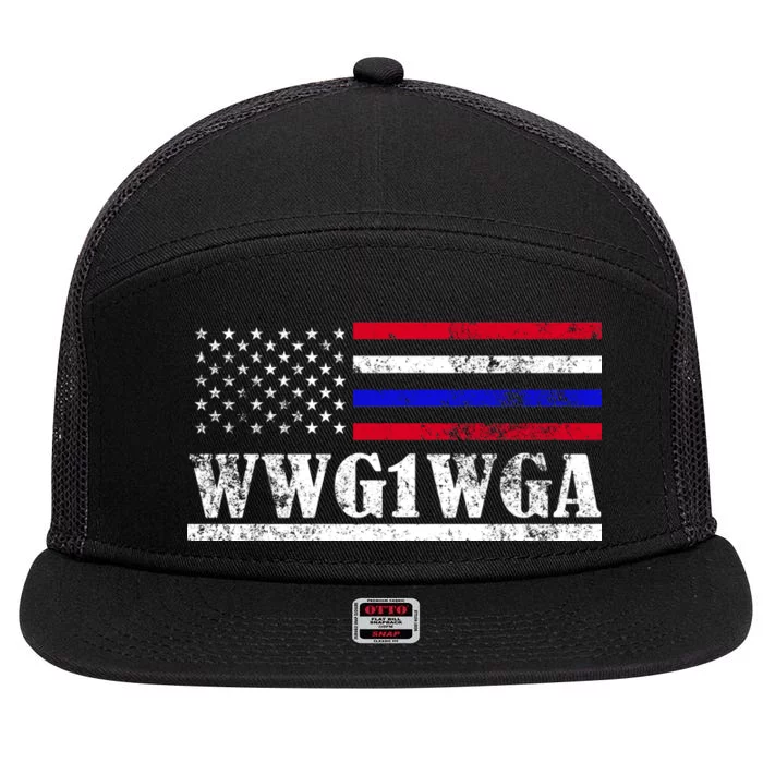 WWG1WGA Qanon Political Conspiracy 7 Panel Mesh Trucker Snapback Hat