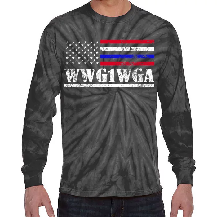 WWG1WGA Qanon Political Conspiracy Tie-Dye Long Sleeve Shirt