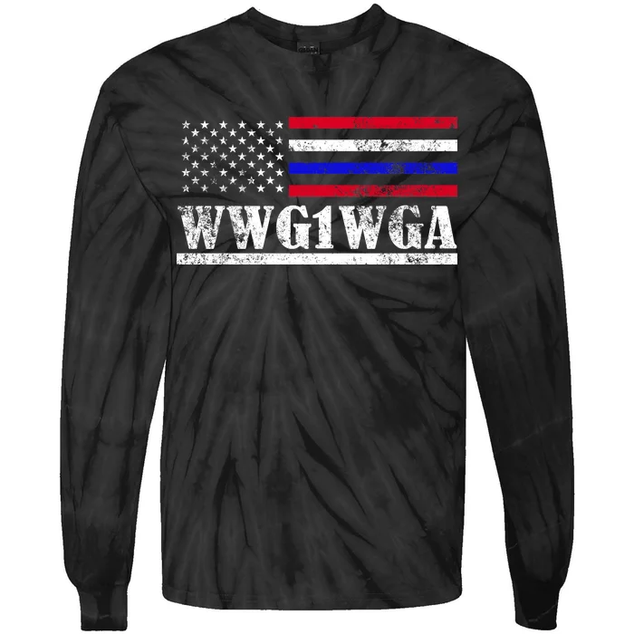 WWG1WGA Qanon Political Conspiracy Tie-Dye Long Sleeve Shirt