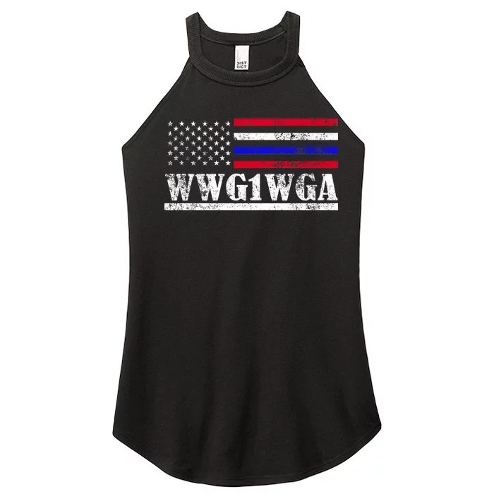 WWG1WGA Qanon Political Conspiracy Women’s Perfect Tri Rocker Tank