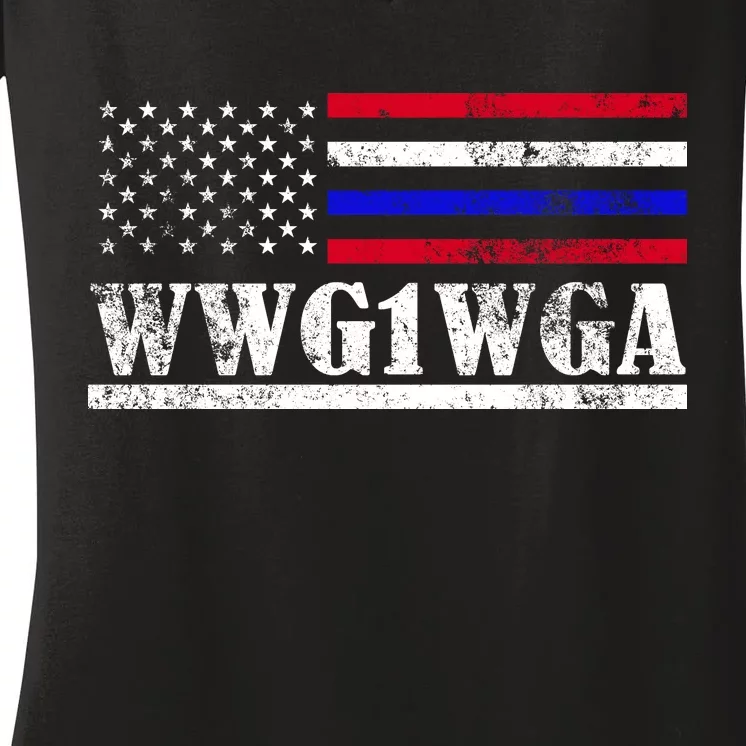 WWG1WGA Qanon Political Conspiracy Women's V-Neck T-Shirt