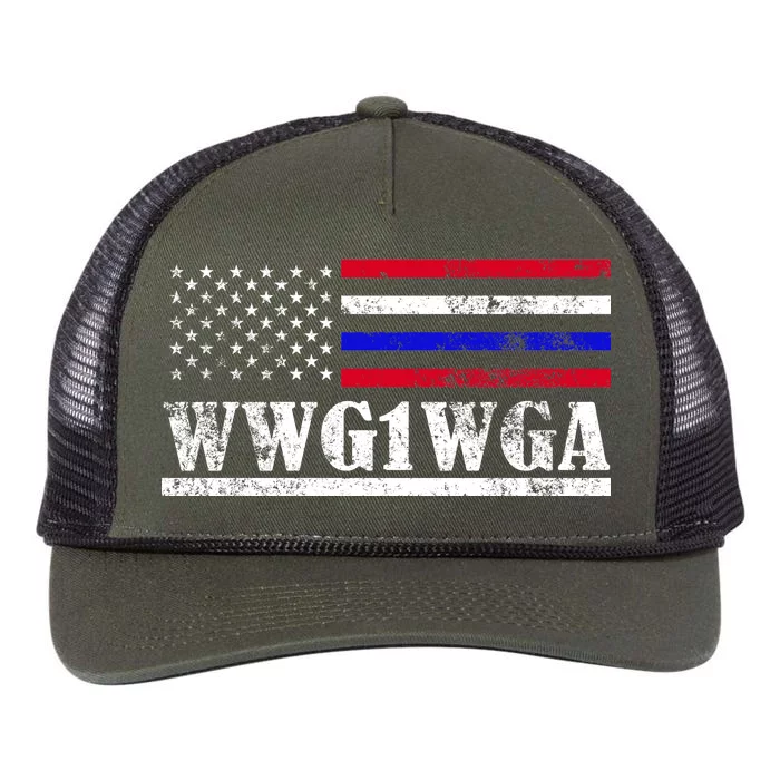 WWG1WGA Qanon Political Conspiracy Retro Rope Trucker Hat Cap