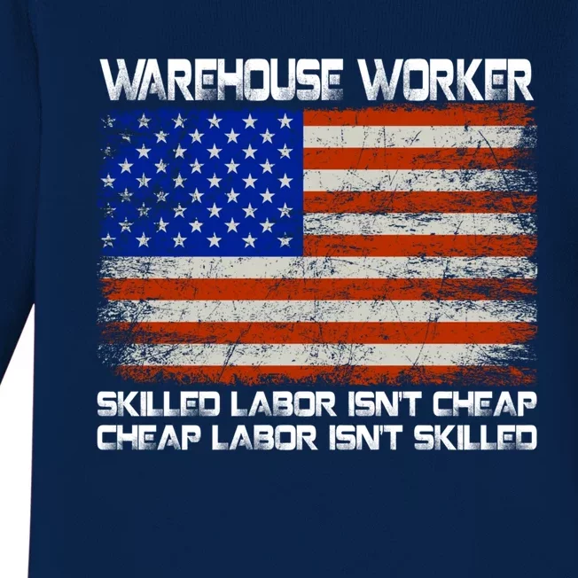 Warehouse Worker Gift Union Labor Day Gift American Flag Cute Gift Baby Long Sleeve Bodysuit