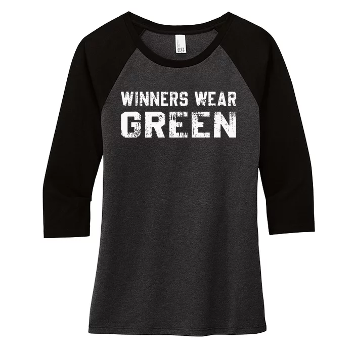 Winners Wear Green Team Spirit Game Competition Color War Women's Tri-Blend 3/4-Sleeve Raglan Shirt