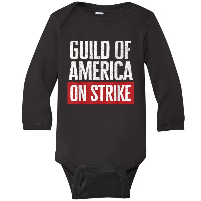 WGA Writers Guild Of America On Strike Baby Long Sleeve Bodysuit