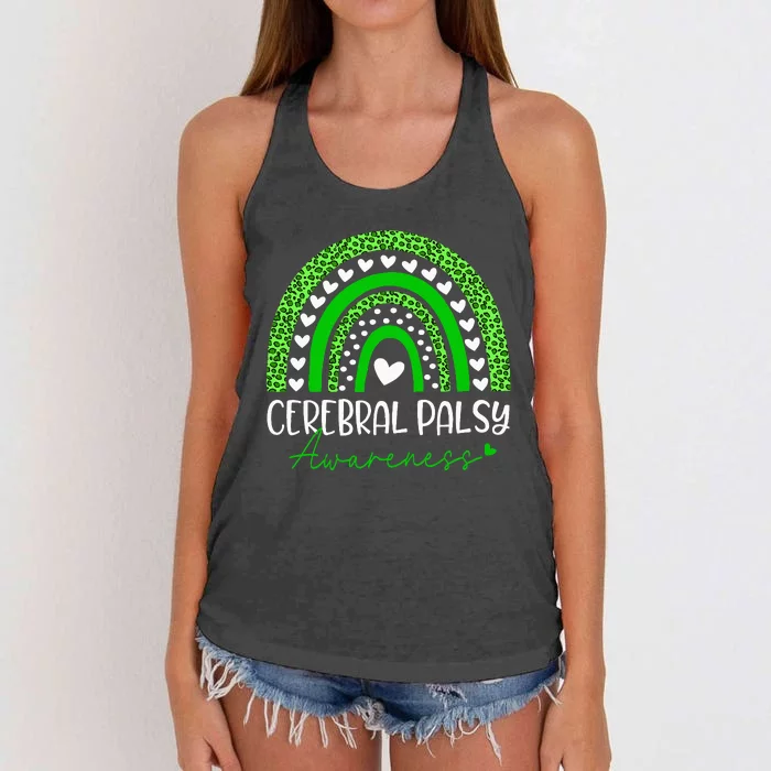 We Wear Green Cerebral Palsy Cp Awareness Women's Knotted Racerback Tank