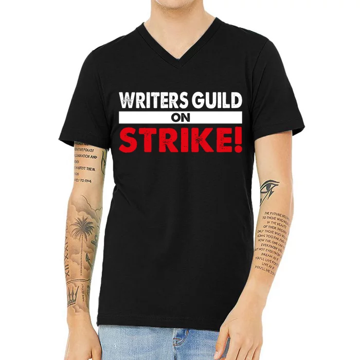 WGA Writers Guild Of America On Strike Anti AI Chatbots V-Neck T-Shirt