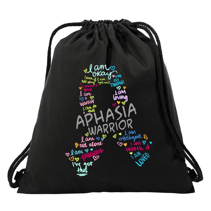 We Wear Gray Ribbon Aphasia Warrior Awareness In June Drawstring Bag