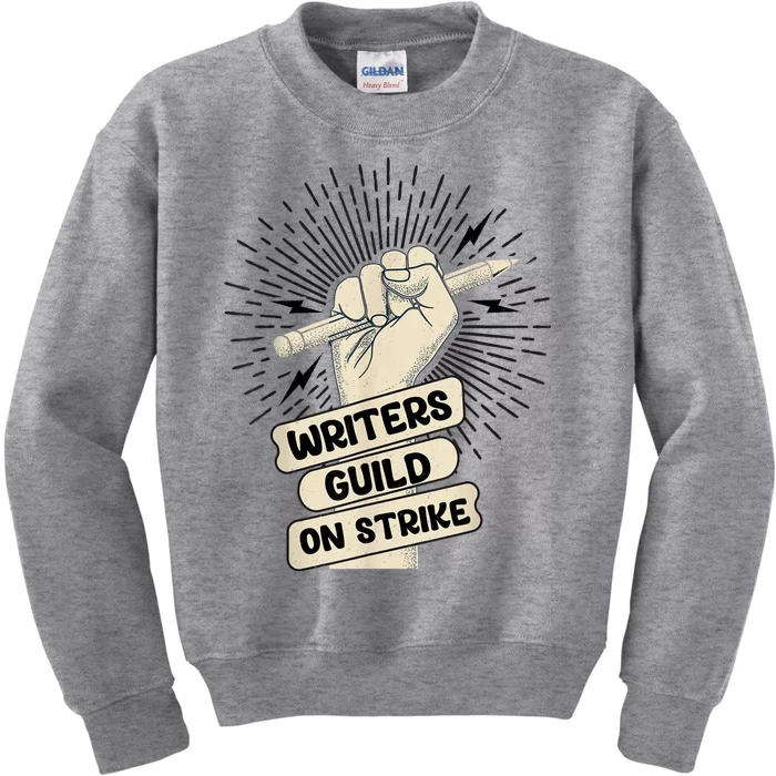 WGA Writers Guild Of America On Strike Kids Sweatshirt