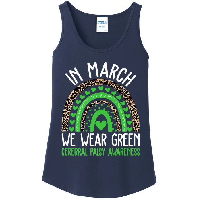 We Wear Green Cerebral Palsy Awareness CP Month Rainbow Ladies Essential Tank