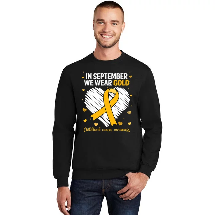 We Wear Gold Childhood Cancer Awareness Gold Ribbon Heart Sweatshirt