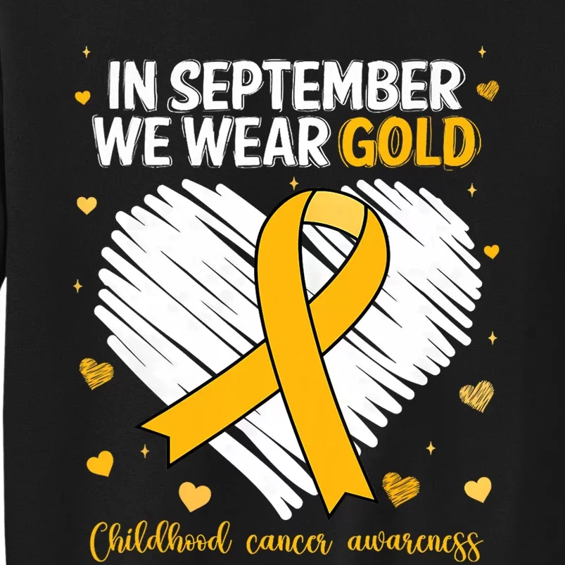 We Wear Gold Childhood Cancer Awareness Gold Ribbon Heart Sweatshirt