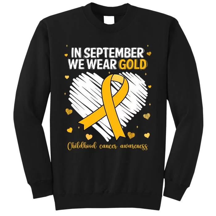 We Wear Gold Childhood Cancer Awareness Gold Ribbon Heart Sweatshirt