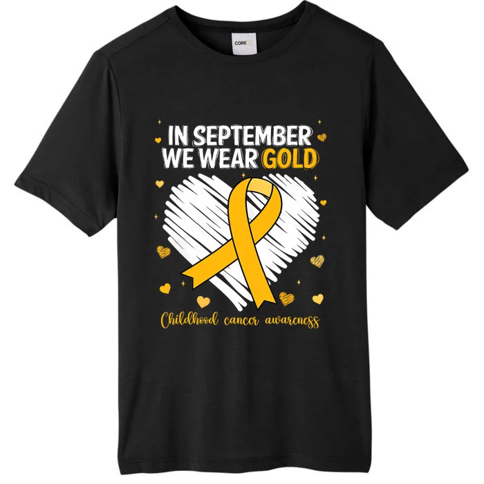 We Wear Gold Childhood Cancer Awareness Gold Ribbon Heart ChromaSoft Performance T-Shirt