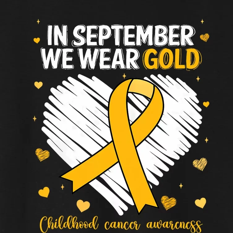 We Wear Gold Childhood Cancer Awareness Gold Ribbon Heart Women's Crop Top Tee