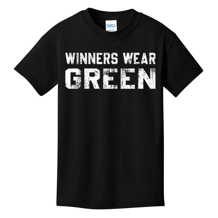 Winners Wear Green Team Spirit Game Competition Color War Kids T-Shirt