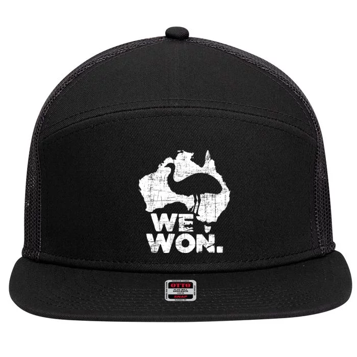 We Won Great Emu War Australian History Emu Lover 7 Panel Mesh Trucker Snapback Hat