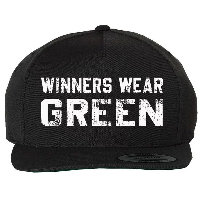 Winners Wear Green Team Spirit Game Competition Color War Wool Snapback Cap