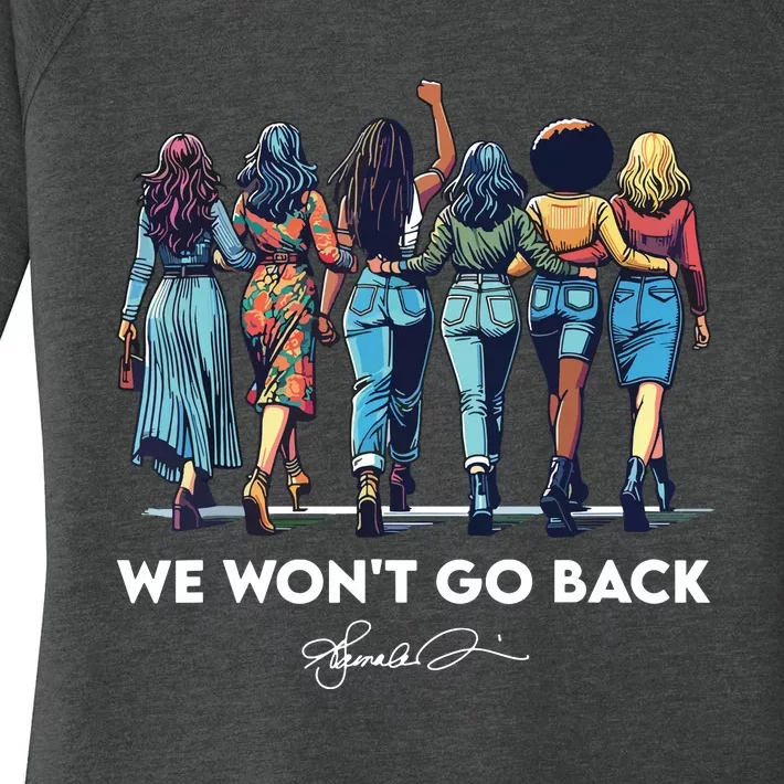 We WonT Go Back Harris Walz 2024 Kamala Harris Women's Perfect Tri Tunic Long Sleeve Shirt