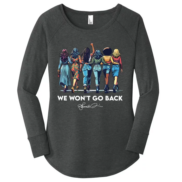 We WonT Go Back Harris Walz 2024 Kamala Harris Women's Perfect Tri Tunic Long Sleeve Shirt