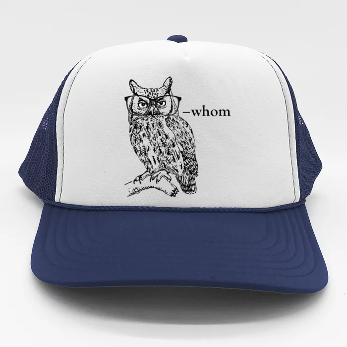 Who Whom Grammar Owl Funny Trucker Hat