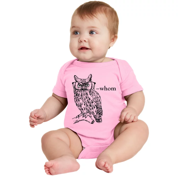 Who Whom Grammar Owl Funny Baby Bodysuit