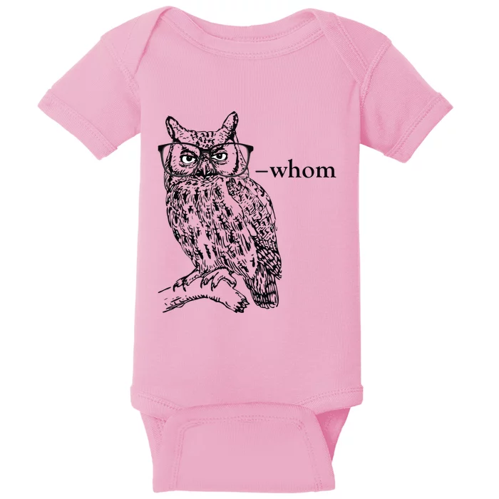 Who Whom Grammar Owl Funny Baby Bodysuit