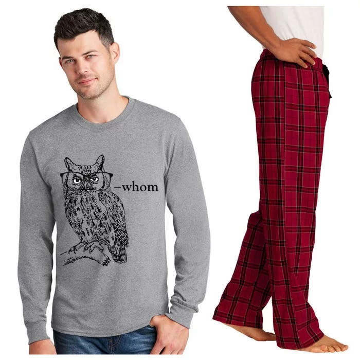 Who Whom Grammar Owl Funny Long Sleeve Pajama Set