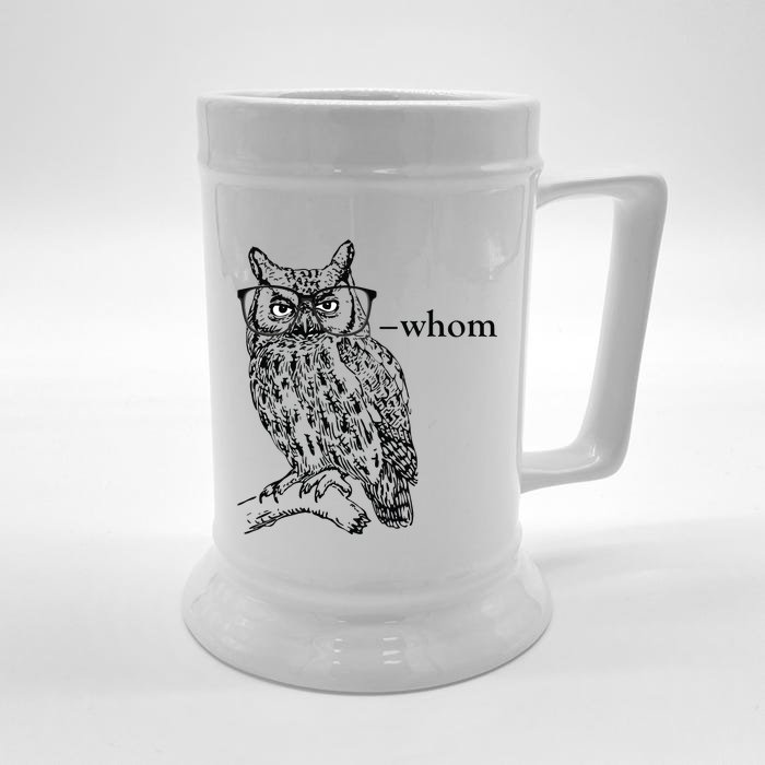 Who Whom Grammar Owl Funny Front & Back Beer Stein