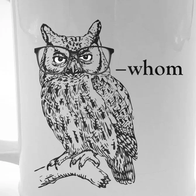 Who Whom Grammar Owl Funny Front & Back Beer Stein