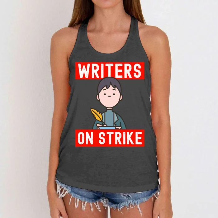 WGA Writers Guild Of America On Strike Anti AI Chatbots Cute Women's Knotted Racerback Tank