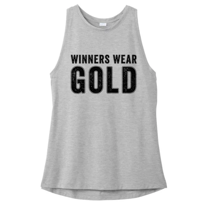 Winners Wear Gold Color War Camp Team Game Competition Ladies Tri-Blend Wicking Tank