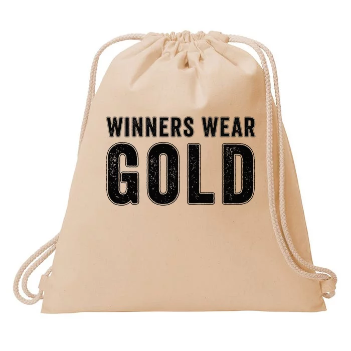 Winners Wear Gold Color War Camp Team Game Competition Drawstring Bag