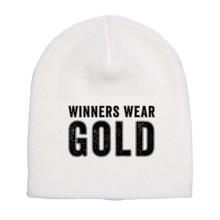 Winners Wear Gold Color War Camp Team Game Competition Short Acrylic Beanie