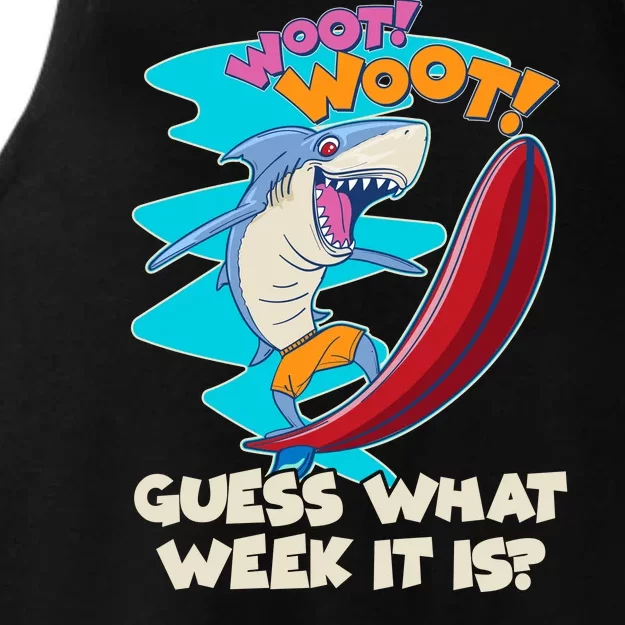 Woot Woot Guess What Week It Is Surfing Shark Ladies Tri-Blend Wicking Tank