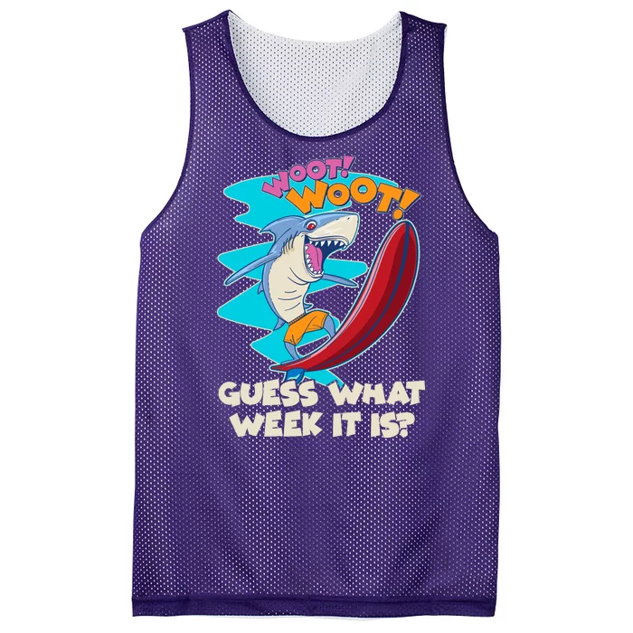 Woot Woot Guess What Week It Is Surfing Shark Mesh Reversible Basketball Jersey Tank