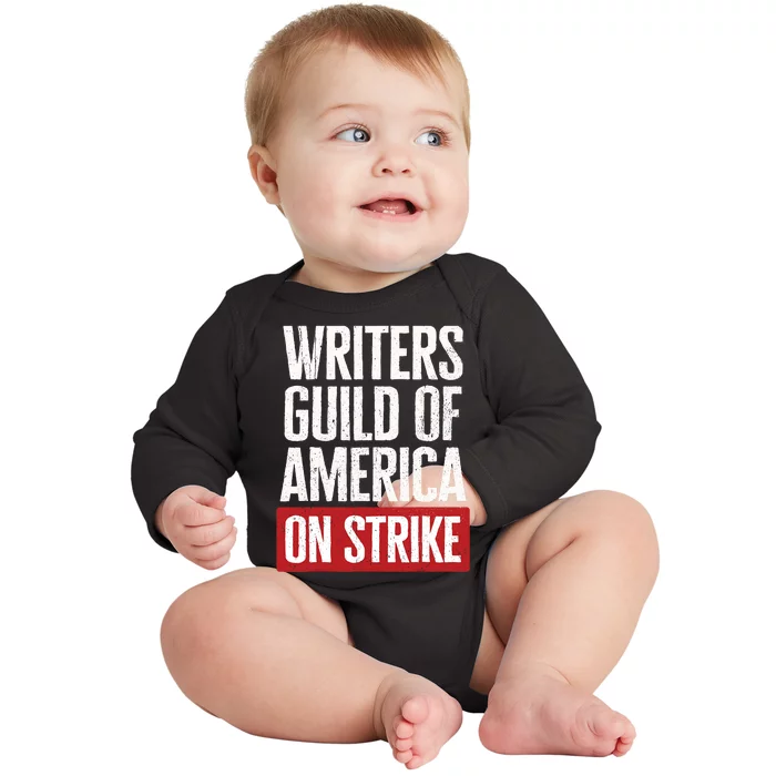 WGA Writers Guild Of America On Strike Anti AI Chatbots Baby Long Sleeve Bodysuit