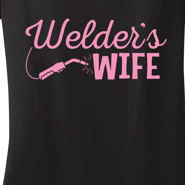 Welder's Wife Hand Metal Worker Welding Blacksmithing Women's V-Neck T-Shirt