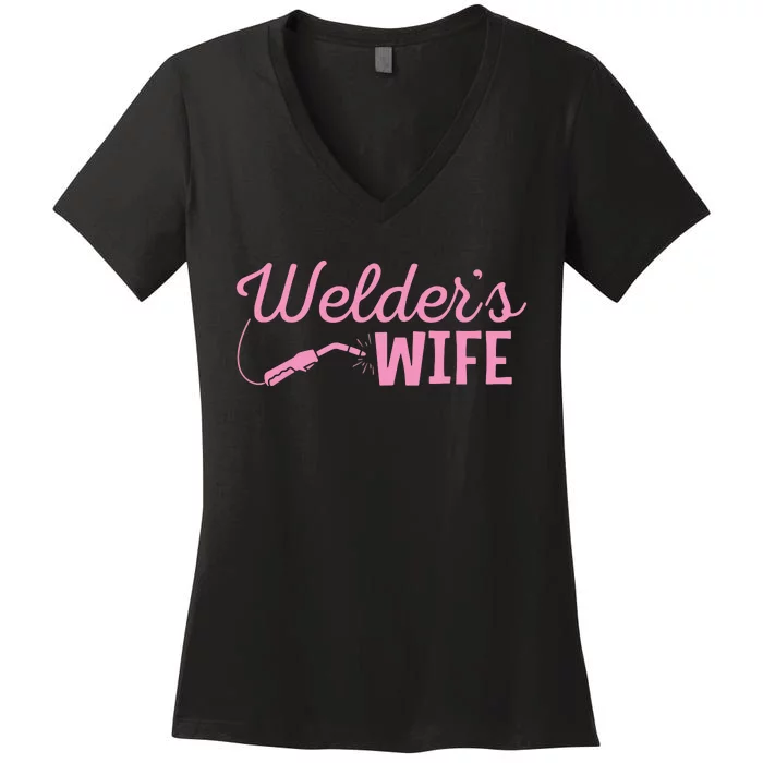 Welder's Wife Hand Metal Worker Welding Blacksmithing Women's V-Neck T-Shirt