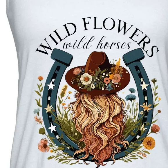 Wildflowers Wild Horses Western Boho Country Music Ladies Essential Flowy Tank