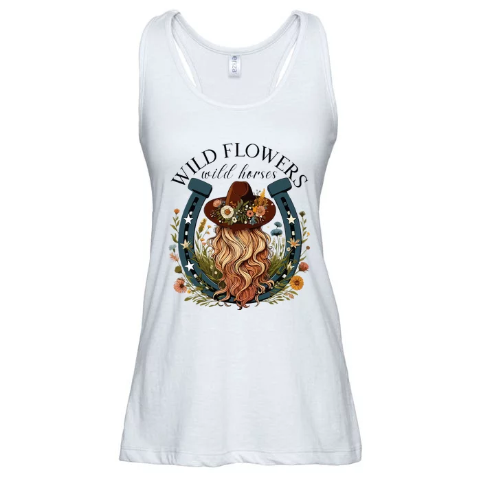 Wildflowers Wild Horses Western Boho Country Music Ladies Essential Flowy Tank